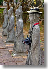 asia, cameras, hue, khai dinh, soldiers, statues, stones, tu duc tomb, vertical, vietnam, photograph