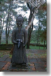 asia, cameras, hue, khai dinh, soldiers, statues, stones, tu duc tomb, vertical, vietnam, photograph