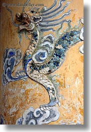 asia, bas reliefs, dragons, hue, khai dinh, tu duc tomb, vertical, vietnam, photograph