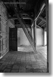 asia, black and white, gates, hue, interiors, khai dinh, khiem cung, tu duc tomb, vertical, vietnam, photograph