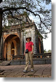 asia, hue, khai dinh, pavilion, stele, tourists, tu duc tomb, vertical, vietnam, womens, photograph