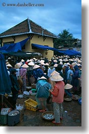 asia, conical, fish, hats, hue, market, vertical, vietnam, photograph