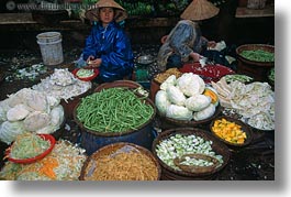 asia, horizontal, hue, market, vegetables, vendors, vietnam, photograph