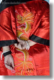 asia, dragons, hue, robes, vertical, vietnam, womens, photograph