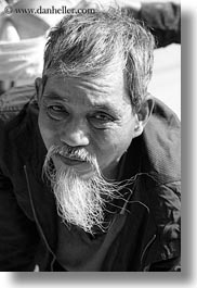 asia, asian, beards, black and white, hue, men, people, senior citizen, vertical, vietnam, white, photograph