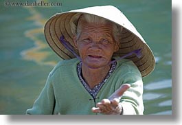asia, asian, boats, clothes, conical, hats, horizontal, hue, old, people, senior citizen, vietnam, womens, photograph