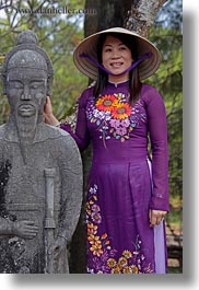 asia, asian, clothes, conical, emotions, guides, hats, hue, people, smiles, tours, vertical, vietnam, womens, photograph