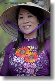 asia, asian, clothes, conical, emotions, guides, hats, hue, people, smiles, tours, vertical, vietnam, womens, photograph