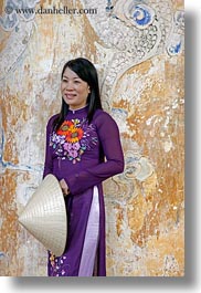 asia, asian, clothes, conical, emotions, guides, hats, hue, people, smiles, tours, vertical, vietnam, womens, photograph