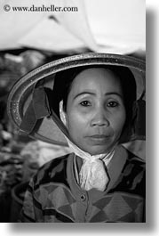 asia, asian, black and white, clothes, conical, hats, hue, people, vertical, vietnam, womens, photograph