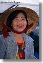 asia, asian, clothes, conical, emotions, hats, hue, people, smiles, vertical, vietnam, womens, photograph