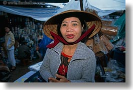 asia, asian, clothes, conical, emotions, hats, horizontal, hue, people, smiles, vietnam, womens, photograph