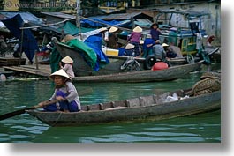 asia, asian, boats, clothes, conical, hats, horizontal, hue, people, vietnam, womens, photograph