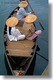 asia, asian, boats, clothes, conical, hats, hue, people, vertical, vietnam, womens, photograph