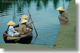 asia, asian, boats, clothes, conical, hats, horizontal, hue, people, vietnam, womens, photograph