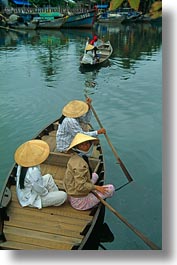 asia, asian, boats, clothes, conical, hats, hue, people, vertical, vietnam, womens, photograph