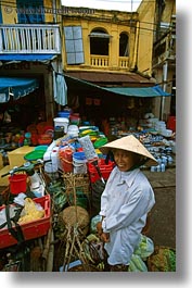 asia, asian, boats, clothes, conical, hats, hue, people, vertical, vietnam, womens, photograph