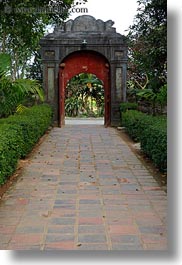 archways, asia, hue, thien mu pagoda, vertical, vietnam, photograph