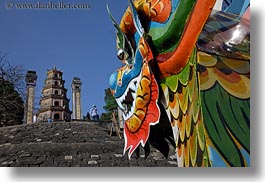 asia, colorful, dragons, horizontal, hue, pagoda, thien, thien mu pagoda, vietnam, photograph