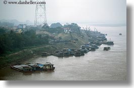 asia, boats, fishing, horizontal, landscapes, misty, rivers, vietnam, photograph