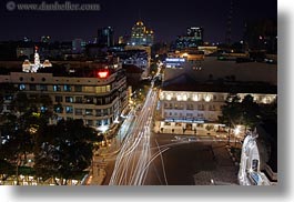 aerials, asia, buildings, cityscapes, downview, horizontal, long exposure, nite, saigon, streets, structures, traffic, vietnam, photograph