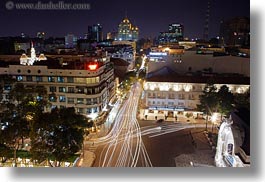 aerials, asia, buildings, cityscapes, downview, horizontal, long exposure, nite, saigon, streets, structures, traffic, vietnam, photograph