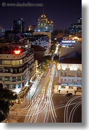 aerials, asia, buildings, cityscapes, downview, long exposure, nite, saigon, streets, structures, traffic, vertical, vietnam, photograph