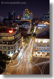 aerials, asia, buildings, cityscapes, downview, long exposure, nite, saigon, streets, structures, traffic, vertical, vietnam, photograph