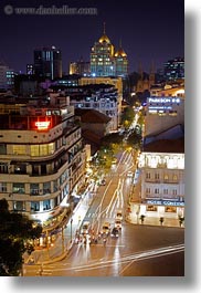 aerials, asia, buildings, cityscapes, downview, long exposure, nite, saigon, streets, structures, traffic, vertical, vietnam, photograph