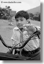 asia, asian, black and white, boys, emotions, people, smiles, vertical, vietnam, villages, photograph