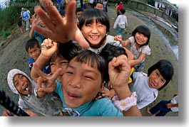 asia, asian, emotions, fisheye lens, girls, horizontal, humor, laugh, people, smiles, vietnam, villages, photograph