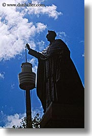 arts, australia, buildings, clouds, humor, nature, sky, skyscrapers, space needle, statues, structures, sydney, vertical, weather, photograph