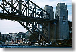 australia, bridge, ferris, harbor bridge, horizontal, structures, sydney, towers, wheels, photograph