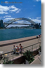 australia, bridge, families, harbor bridge, people, structures, sydney, tables, vertical, photograph
