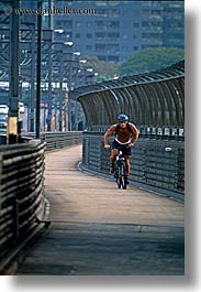 activities, australia, bicycles, bridge, cyclists, harbor bridge, men, people, structures, sydney, vertical, photograph