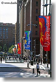 australia, australia day, buildings, flags, structures, sydney, vertical, photograph