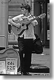 australia, bands, black and white, guitars, instruments, men, music, musicians, people, sydney, urban gypsies, vertical, photograph