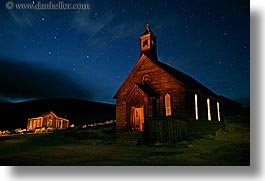 antiques, bodie, california, churches, ghost town, horizontal, long exposure, methodist, nite, stars, state park, west coast, western usa, photograph
