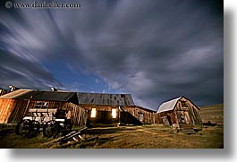 antiques, barn, bodie, california, clouds, ghost town, horizontal, long exposure, nite, stagecoach, state park, west coast, western usa, photograph