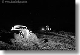 antiques, black and white, bodie, buick, california, cars, ghost town, horizontal, nite, slow exposure, state park, thirties, west coast, western usa, photograph