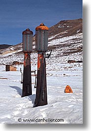 antiques, bodie, california, gas, ghost town, pumps, state park, vertical, west coast, western usa, winter, photograph
