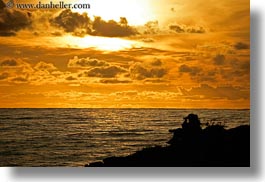 california, cambria, clouds, horizontal, people, silhouettes, sunsets, west coast, western usa, photograph