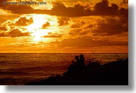 california, cambria, clouds, horizontal, people, silhouettes, sunsets, west coast, western usa, photograph