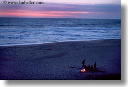 bay, beaches, california, capitola, fire, half, horizontal, moon, west coast, western usa, photograph