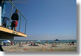 beaches, california, capitola, guards, horizontal, life, overlooking, west coast, western usa, photograph