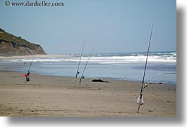 beaches, california, coastal views, coastline, fishing, horizontal, poles, west coast, western usa, photograph