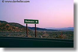 badwater, california, death valley, horizontal, long exposure, national parks, signs, west coast, western usa, photograph