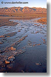 california, creek, death valley, national parks, salt, vertical, water, west coast, western usa, photograph