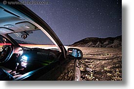 california, cars, death valley, horizontal, long exposure, national parks, nite, star trails, stars, west coast, western usa, photograph