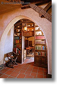 california, death valley, halls, interiors, library, national parks, scotty's castle, scottys castle, vertical, west coast, western usa, photograph